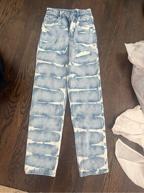 Ksubi Bleach-Striped Light Blue and White Jeans